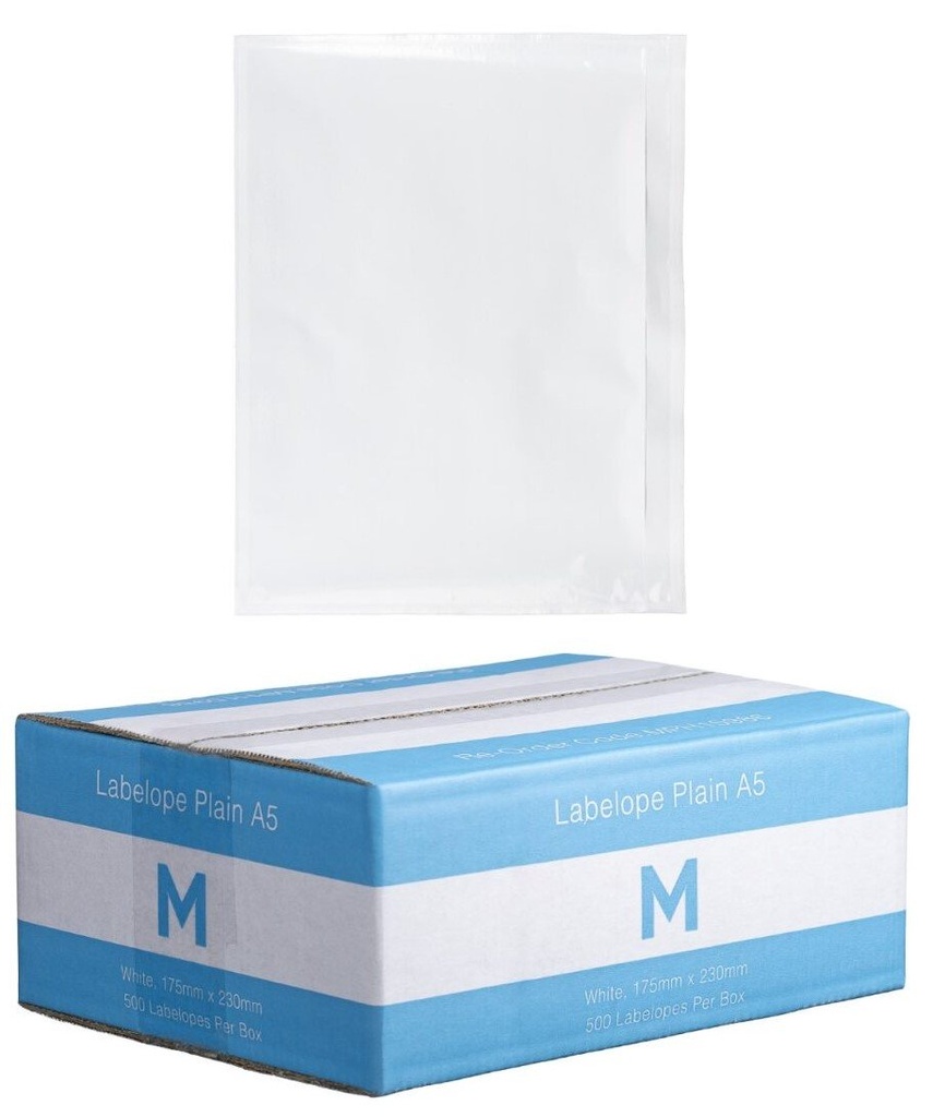 [MPH15986] Plastic Labelope Plain A5 - White, 175mm x 230mm (Box of 500 Labelopes)