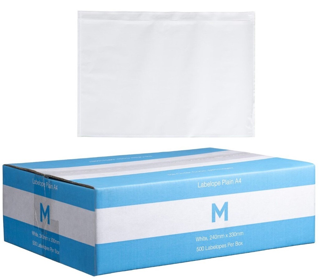 [MPH15987] Plastic Labelope Plain A4 - White, 240mm x 330mm (Box of 500 Labelopes)
