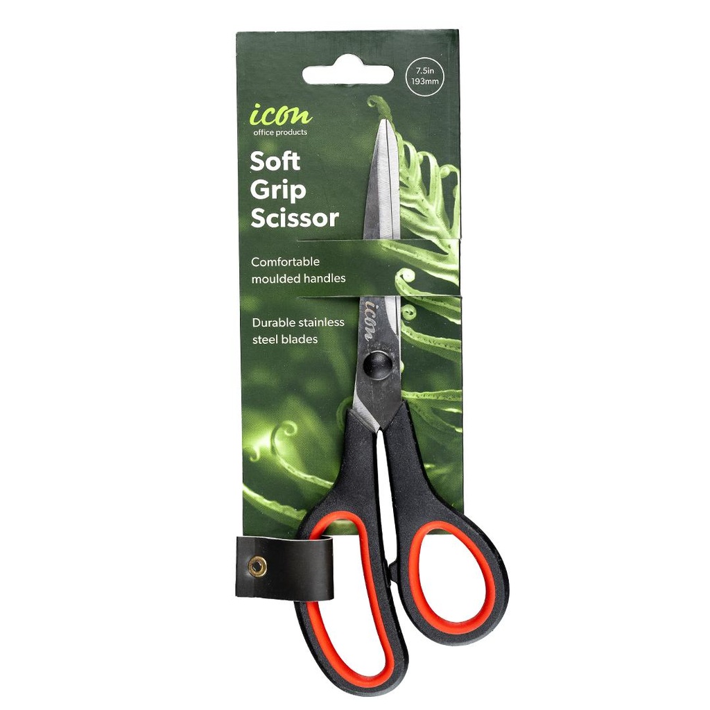 Soft Grip Scissors - Orange/Black, 193mm Length (Each)