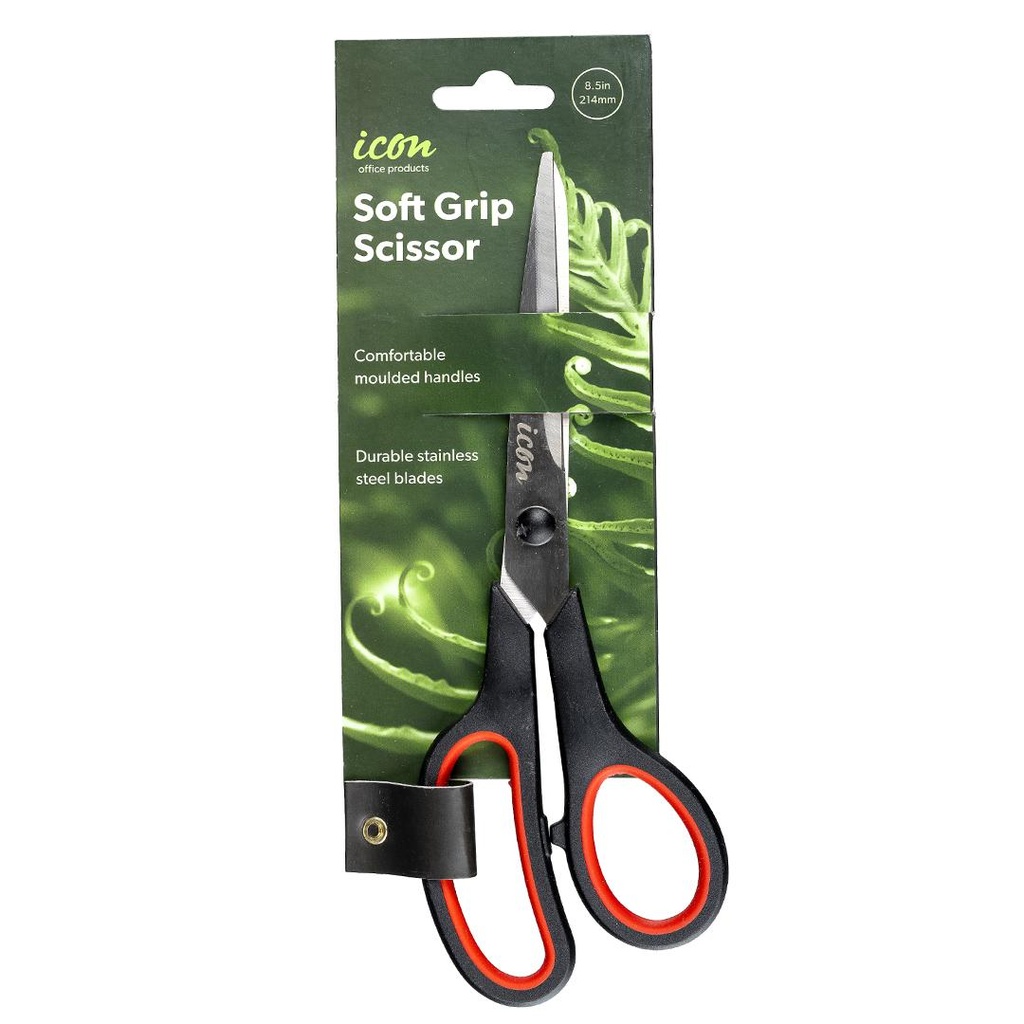 Soft Grip Scissors - Orange/Black, 214mm Length (Each)