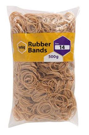 [MPH34056] Rubber Bands - Tan, No.14, 500g Pack (Pack of 500 Grams)