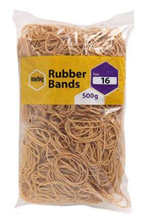 [MPH34061] Rubber Bands - Tan, No.16, 500g Pack (Pack of 500 Grams)