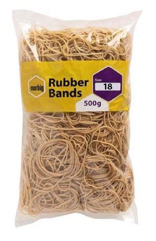 [MPH34066] Rubber Bands - Tan, No.18, 500g Pack (Pack of 500 Grams)