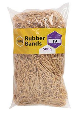 [MPH34071] Rubber Bands - Tan, No.19, 500g Pack (Pack of 500 Grams)