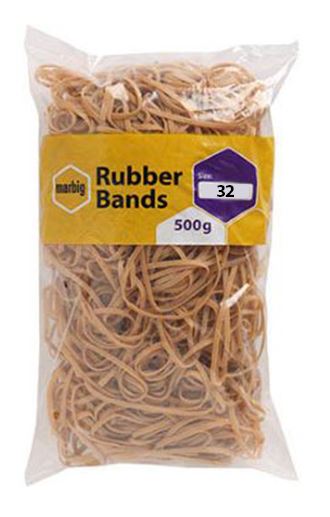 [MPH34081] Rubber Bands - Tan, No.32, 500g Pack (Pack of 500 Grams)