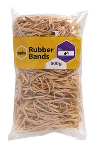 [MPH34091] Rubber Bands - Tan, No.34, 500g Pack (Pack of 500 Grams)