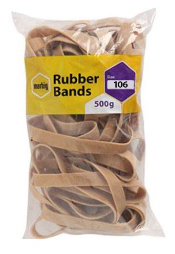 [MPH34121] Rubber Bands - Tan, No.106, 500g Pack (Pack of 500 Grams)