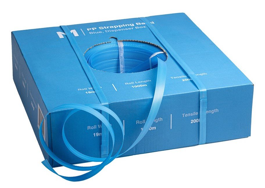 [MPH11300] PP Hand Strapping Band - Blue, 19mm x 1000m x 0.65mm, 200kgf (Box)