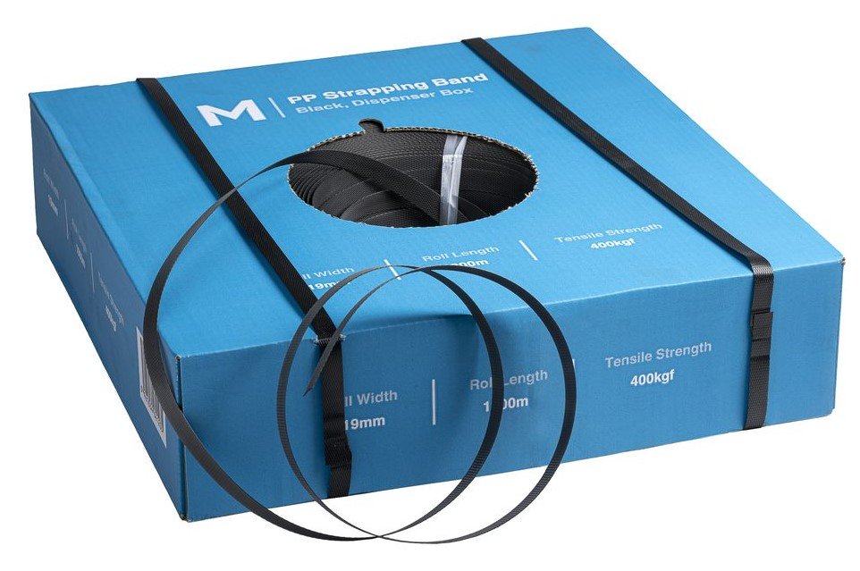 [MPH11320] PP Hand Strapping Band - Black, 19mm x 1000m x 0.85mm, 400kgf (Box)