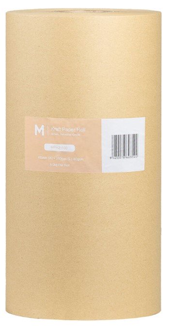 Kraft Paper Roll - Brown, 450mm x 250m, 80gsm (1x Roll)