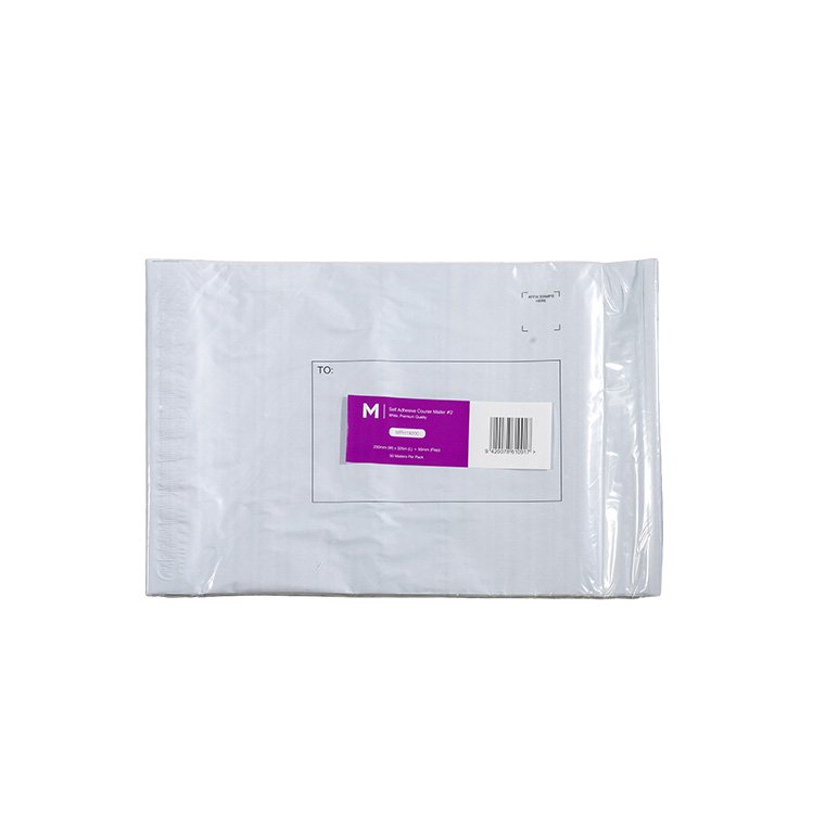 [MPH19200] Self Adhesive Courier Mailer #2 - White, 250mm x 325mm + 50mm Flap (Box of 1000 Mailers)