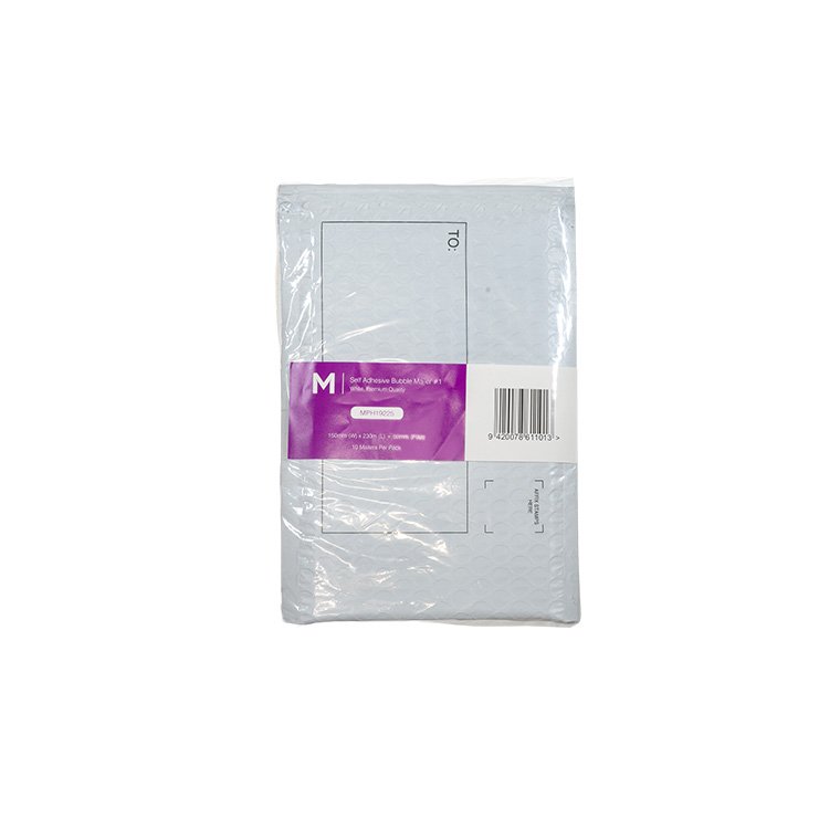 [MPH19225] Self Adhesive Bubble Mailer #1 - White, 150mm x 230mm + 50mm Flap (Box of 300 Mailers)