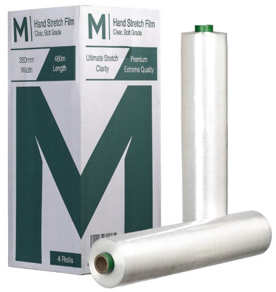 [MPH8005] Bolt Prestretch Hand Stretch Film - Clear, 390mm x 480m x 5mu *Dispenser Film (Box of 4 Rolls)