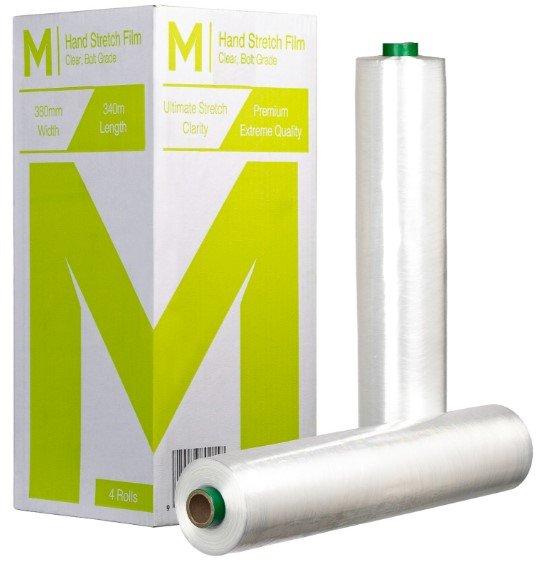 [MPH8015] Bolt Prestretch Hand Stretch Film - Clear, 390mm x 340m x 7mu *Dispenser Film (Box of 4 Rolls)