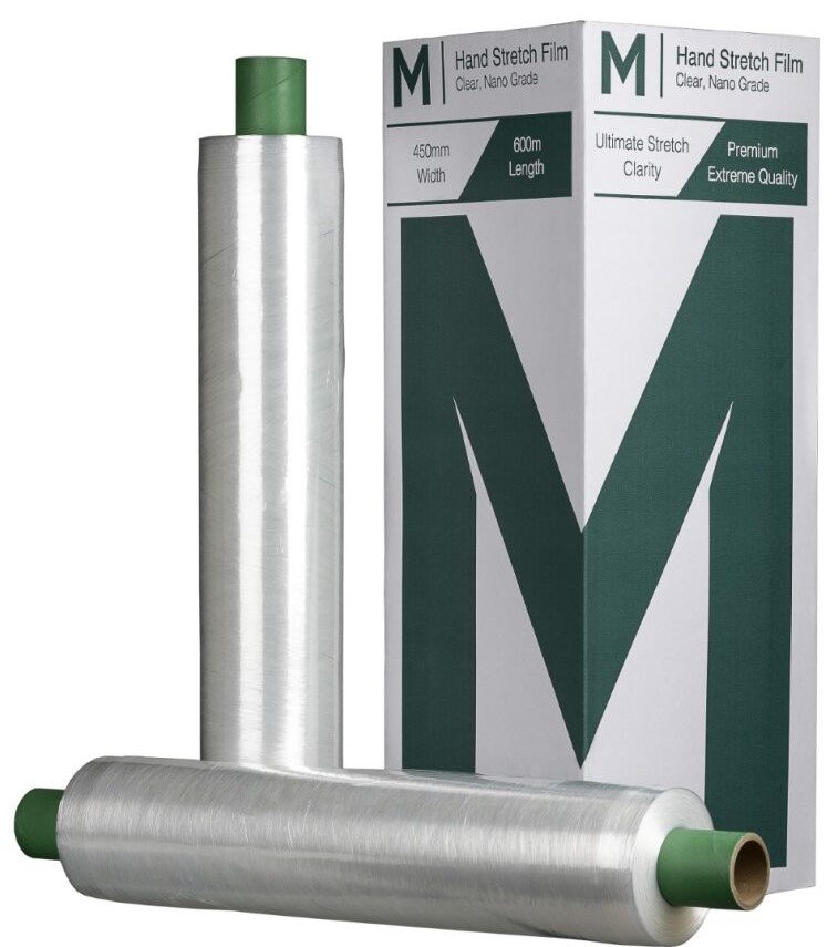 [MPH8000] Prestretch Hand Stretch Film - Clear, 450mm x 600m x 6mu *Extended Core (Box of 4 Rolls)