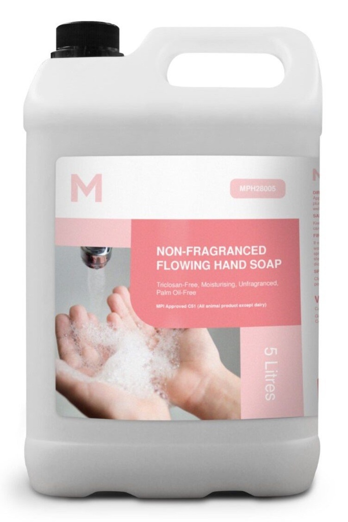 Non Fragranced Flowing Hand Soap - Clear, 5L Refill Bottle *MPI Approved C51 (Bottle)
