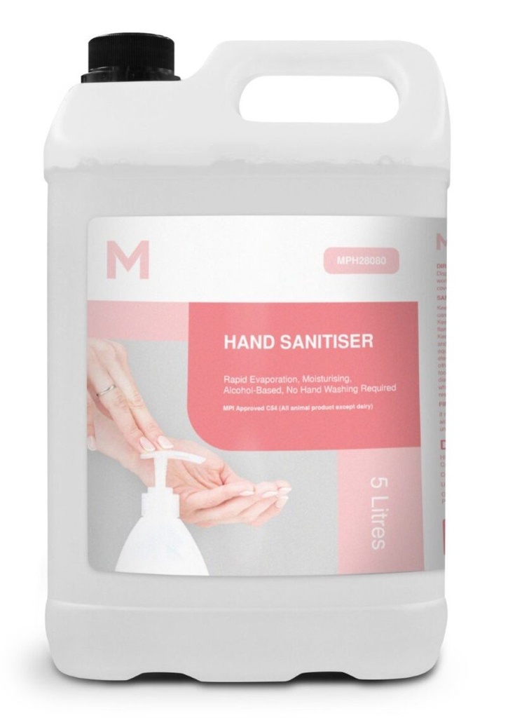 [MPH28080] Gel Hand Sanitiser - Clear, 5L Refill Bottle *MPI Approved C54 (Bottle)
