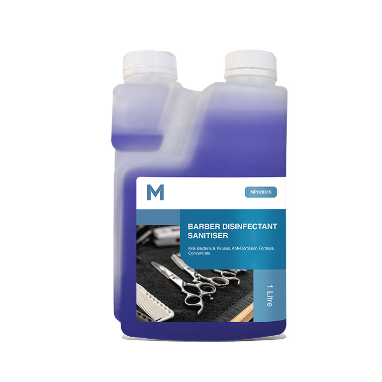 Barber Disinfectant Sanitiser - Blue, 1L Concentrate Bottle (Bottle)