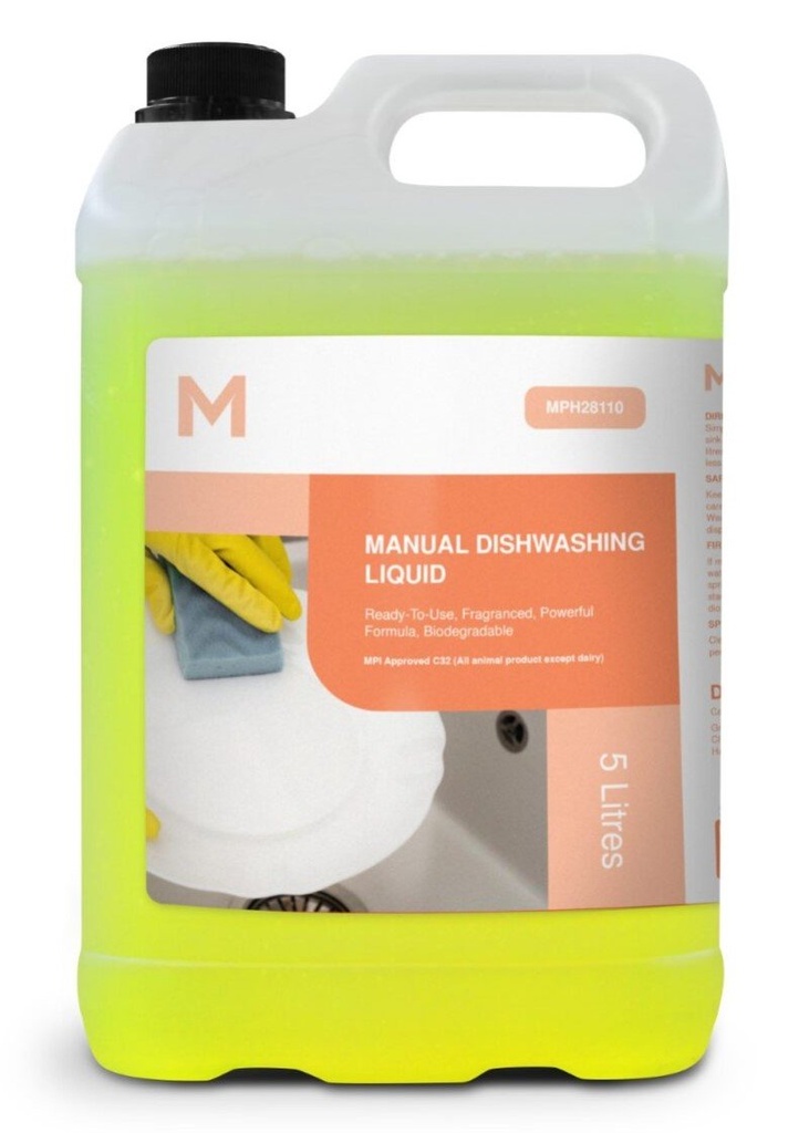 Fragranced Dishwashing Liquid - Yellow, 5L Refill Bottle *MPI Approved C32 (Bottle)