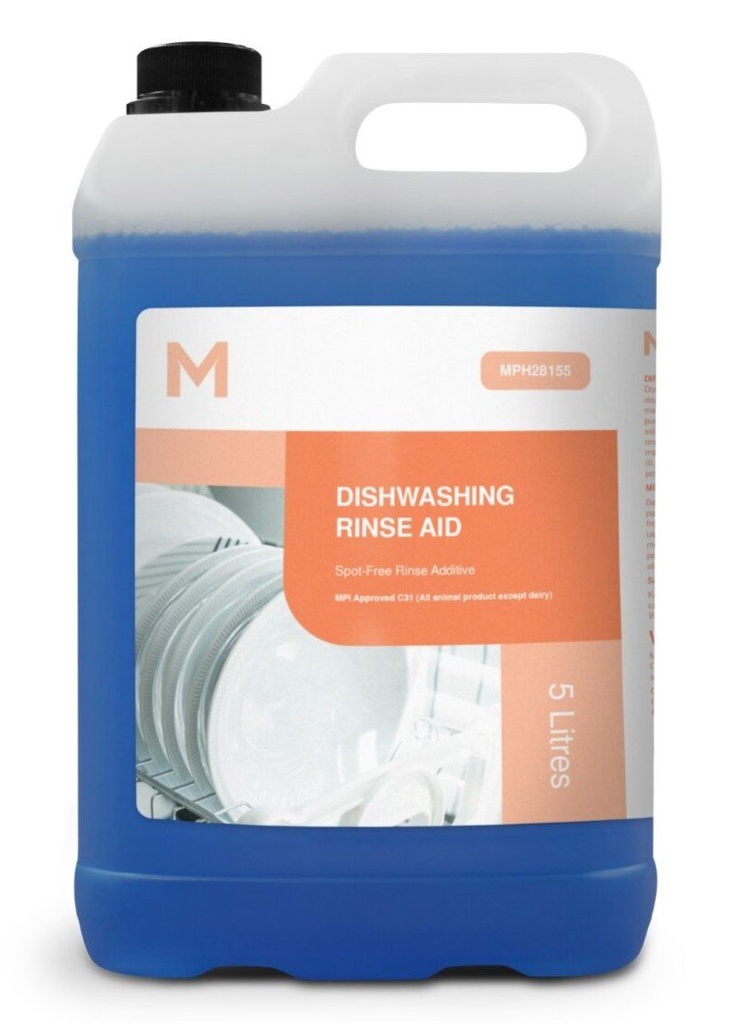 Dishwashing Rinse Aid - Blue, 5L Refill Bottle *MPI Approved C31 (Bottle)