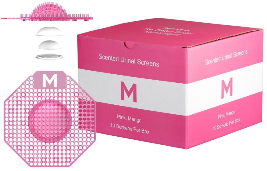 [MPH28806] Scented Enzyme Block Urinal Screen - Pink, Mango + Plastic Glove (Each)