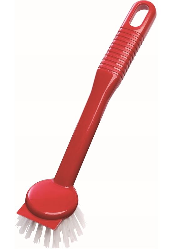 Standard Dish Brush - Red, Front Scraper (Each)