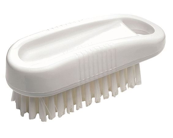 Flat Nail Brush - White, Stiff Bristles (Each)