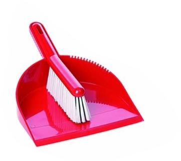 Deluxe Brush & Pan Set - Red, Soft Bristles (Each)