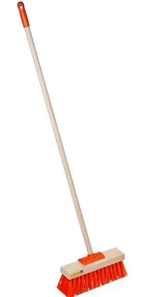 Hi-Visibility Yard Broom Complete - Orange, 405mm x 28mm x 1350mm, Stiff Bristles (Each)