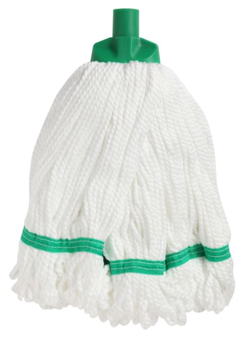 Looped Microfibre Mop Head - White/Green, 25mm x 350g / 330mm (Each)