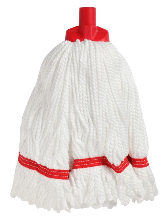 Looped Microfibre Mop Head - White/Red, 25mm x 350g / 330mm (Each)