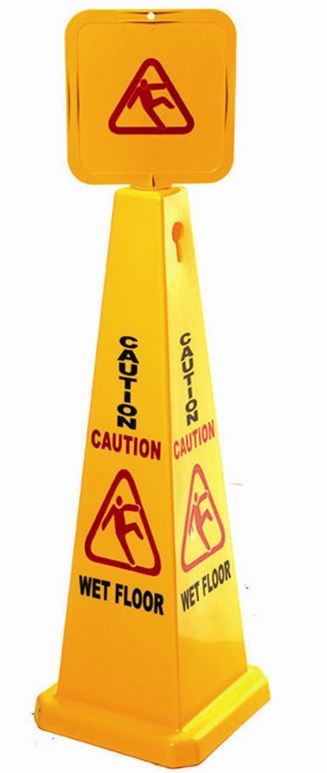 Safety Cone Wet Floor - Yellow, 320mm x 1170mm (Each)
