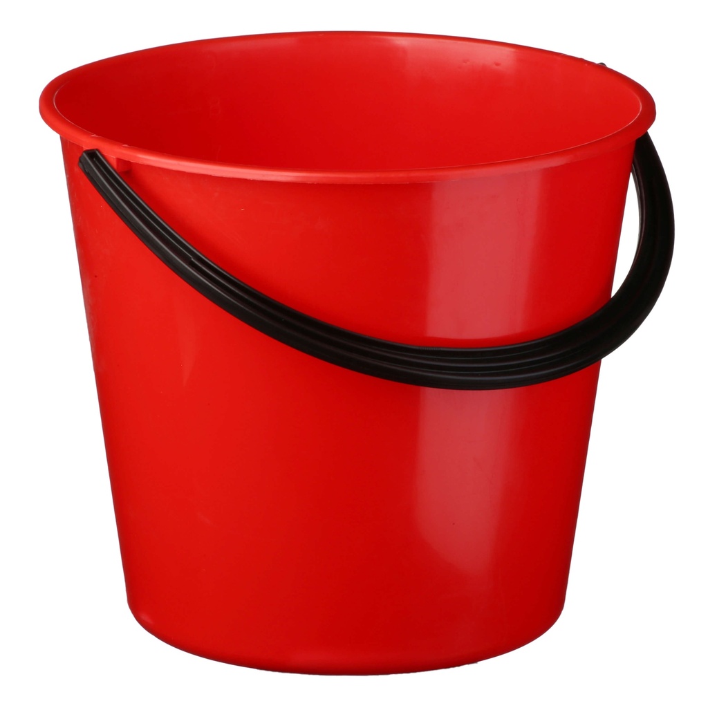 Plastic Round Bucket - Red, 9.6L Capacity (Each)