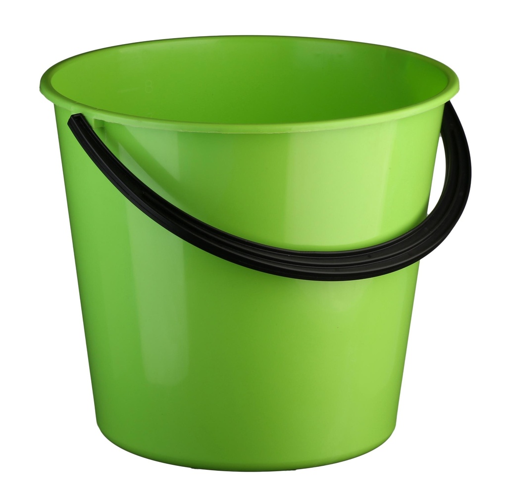 Plastic Round Bucket - Green, 9.6L Capacity (Each)