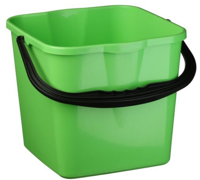 Plastic Square Bucket - Green, 12L Capacity (Each)