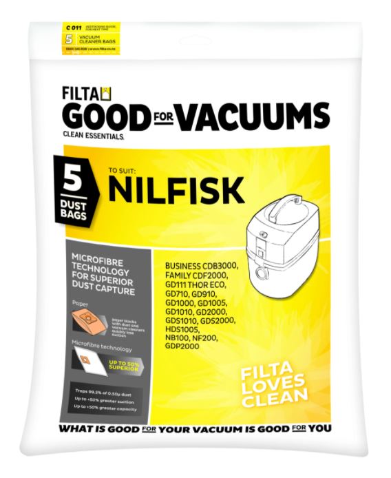 Nilfisk GD, VP Series Vacuum Bag - White, SMS (Pack of 5 Bags)