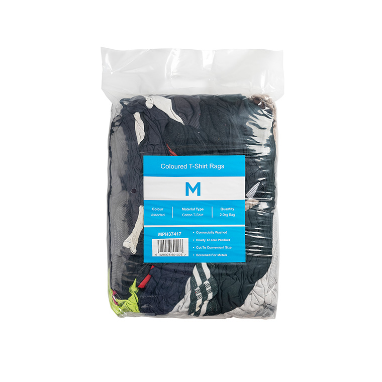 Coloured T-Shirt Rags - Assorted, 2.0kg Handy Bale *A Grade Quality (Pack)