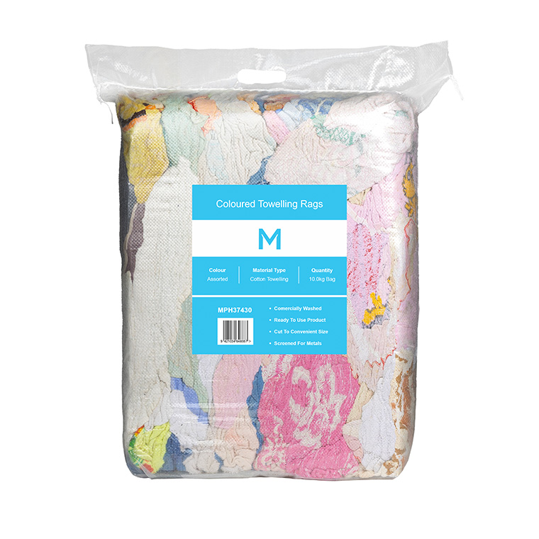 [MPH37430] Coloured Towelling Rags - Assorted, 10.0kg Compressed Bale *A Grade Quality (Bale)