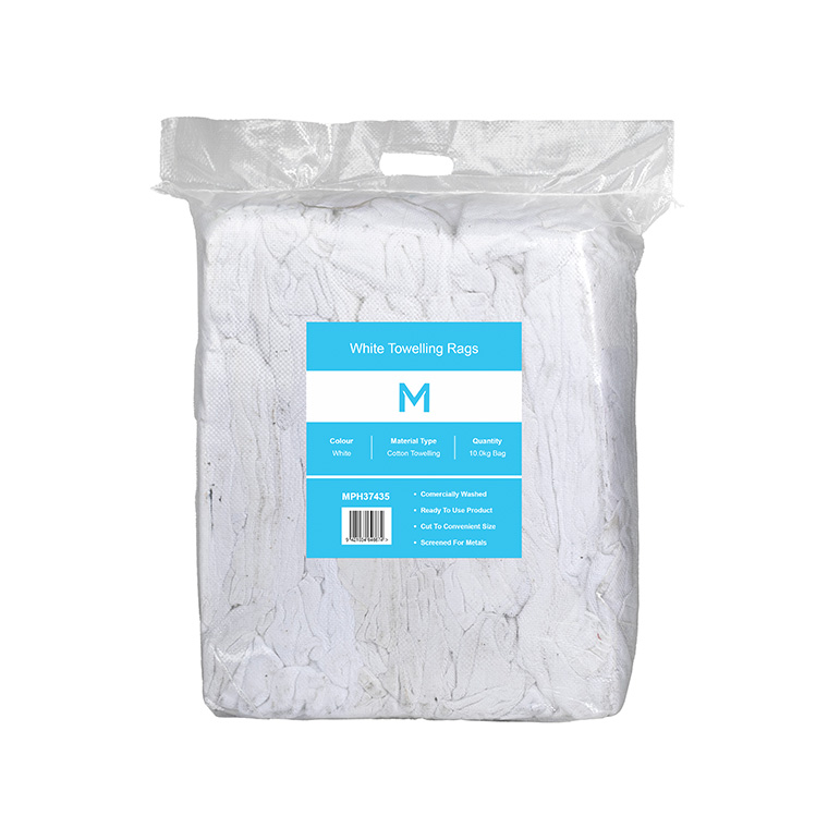 White Towelling Rags - White, 10.0kg Compressed Bale *A Grade Quality (Bale)