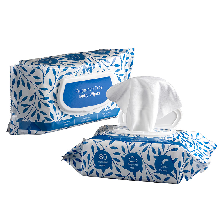 Non Fragranced Baby Wipes - White, 160mm x 200mm, 55gsm, 80 Wipes (Box of 12 Packs)