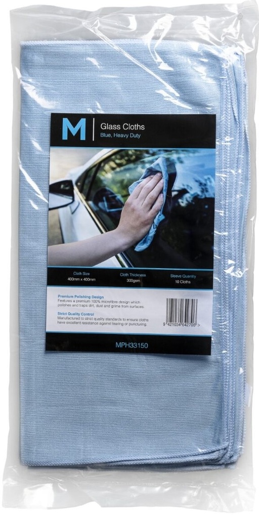 Delicate Glass Polishing Cloth - Blue, 400mm x 400mm, 300gsm (Pack of 10 Cloths)