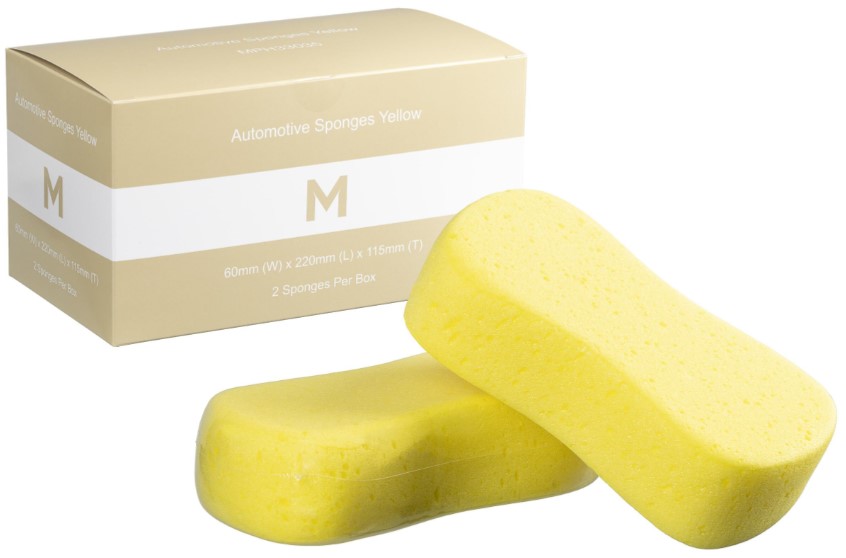 [MPH33035] All Purpose Automotive Sponges - Yellow, 60mm x 220mm x 115mm (Pack of 2 Sponges)
