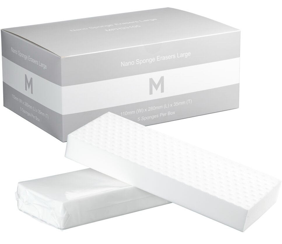 [MPH33105] Nano Sponge Erasers Large - White, 110mm x 280mm x 35mm (Each)