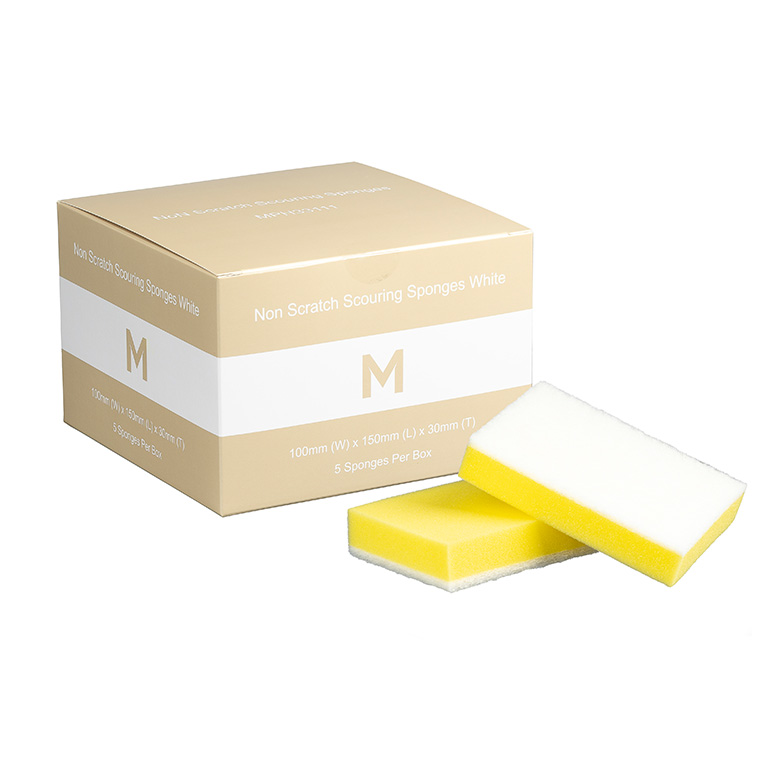 [MPH33111] Non Scratch Scouring Sponges - Yellow/White, 100mm x 150mm x 30mm *Full Size (Box of 40 Sponges)