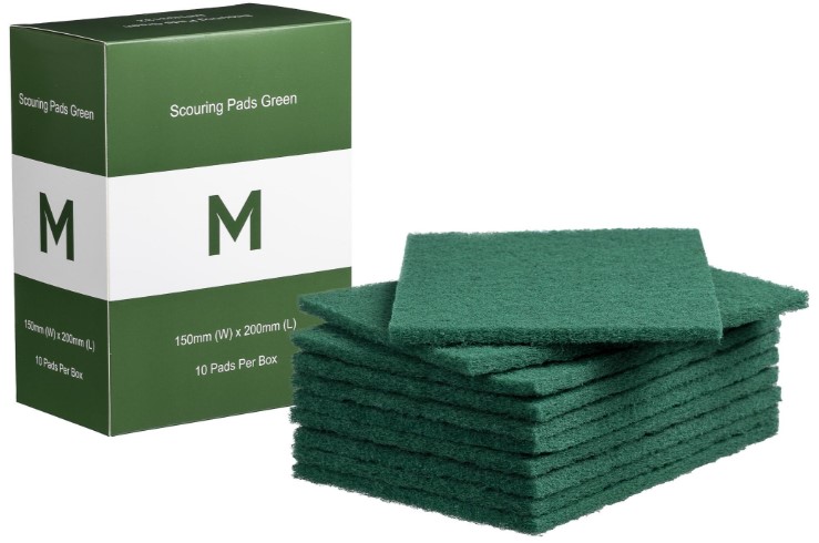 [MPH33132] Regular Scouring Pads - Green, 150mm x 200mm x 8mm *Heavy Duty (Box of 80 Pads)