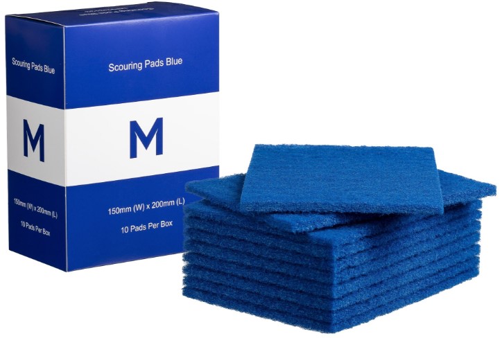 [MPH33133] Regular Scouring Pads - Blue, 150mm x 200mm x 8mm *Light Duty (Box of 80 Pads)