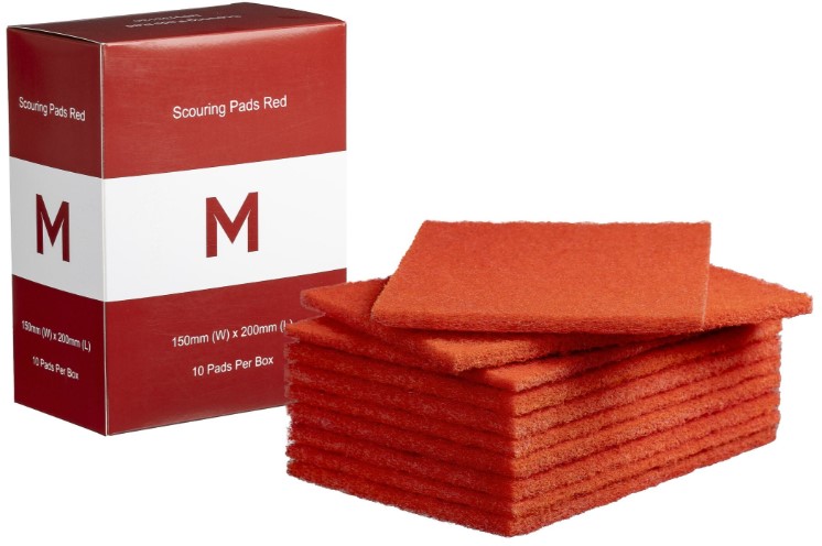 [MPH33134] Regular Scouring Pads - Red, 150mm x 200mm x 8mm *Medium Duty (Box of 80 Pads)