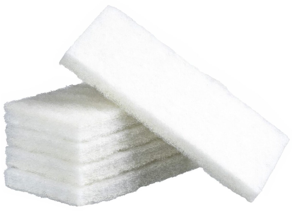 Thick Scouring Pads - White, 115mm x 250mm x 20mm *Non Scratch (Pack of 5 Pads)