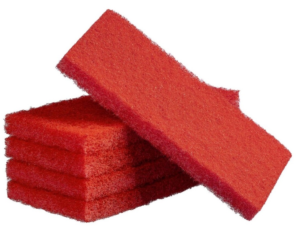 [MPH33153] Thick Scouring Pads - Red, 115mm x 250mm x 20mm *Medium Duty (Pack of 5 Pads)