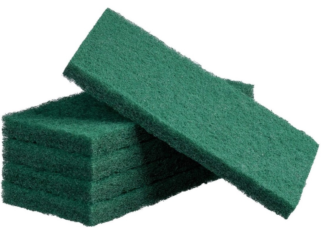 Thick Scouring Pads - Green, 115mm x 250mm x 20mm *Heavy Duty (Pack of 5 Pads)